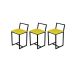 Kit 3 Banqueta Baixa Para Cozinha Preta Industrial Assento Estofado Amarelo