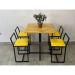 Kit 3 Banqueta Baixa Para Cozinha Preta Industrial Assento Estofado Amarelo
