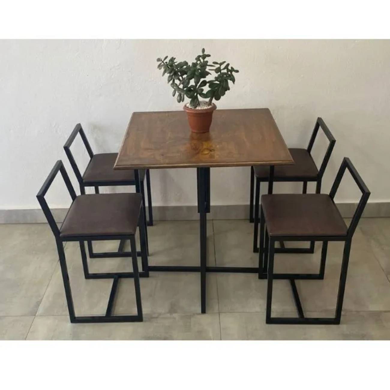 Kit 3 Banqueta Baixa Para Cozinha Preta Industrial Assento Estofado Marrom