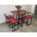 Kit 3 Banqueta Baixa Para Cozinha Preta Industrial Assento Estofado Vermelho