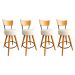 Kit 4 Banqueta Alta Cozinha Estofada Off-White Com Encosto Madeira Urban
