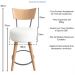 Kit 4 Banqueta Alta Cozinha Estofada Off-White Com Encosto Madeira Urban