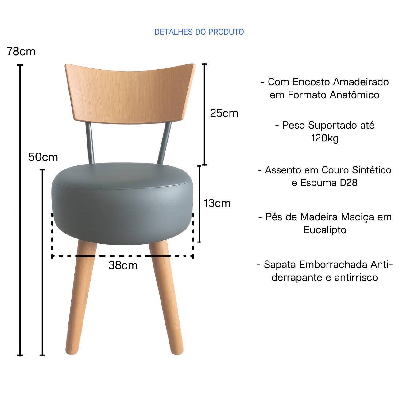 Kit 4 Cadeiras Jantar Cozinha Estofada Preto Com Encosto Madeira Urban