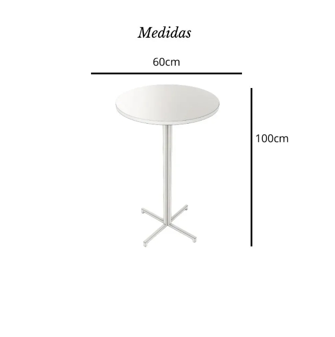 Mesa Alta Bar Bistrô Redonda 100x60cm Branca Tampo Pinus Industrial