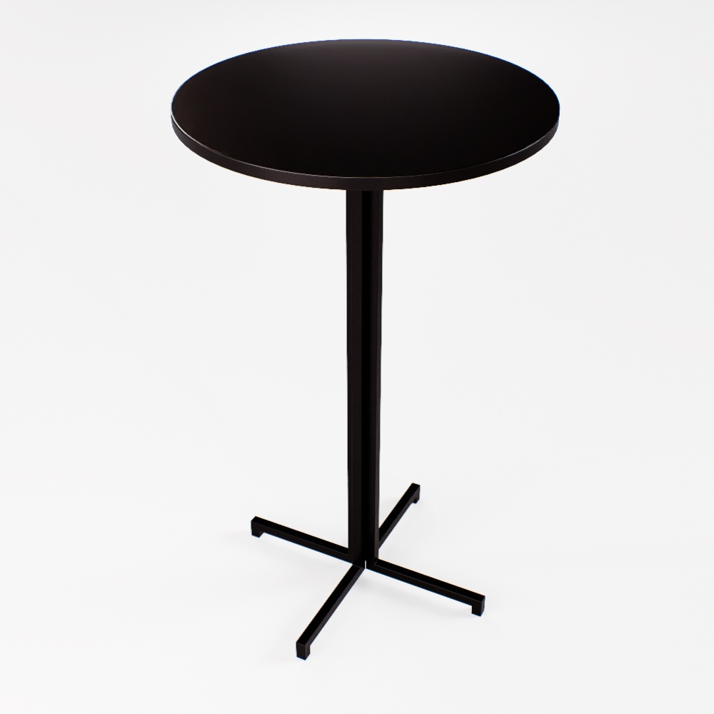Mesa Alta Bar Bistrô Redonda 100x60cm Preta Industrial