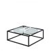 Mesa De Centro Sala 64x64x33cm Aço Preto e Vidro Industrial Moon