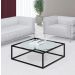 Mesa De Centro Sala 64x64x33cm Aço Preto e Vidro Industrial Moon