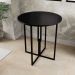 Mesa Redonda Industrial Preto 80cm Tampo Madeira Preto