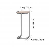 Mesa de Apoio Lateral Sofá Industrial 65cm Preta Madeira Imbuia