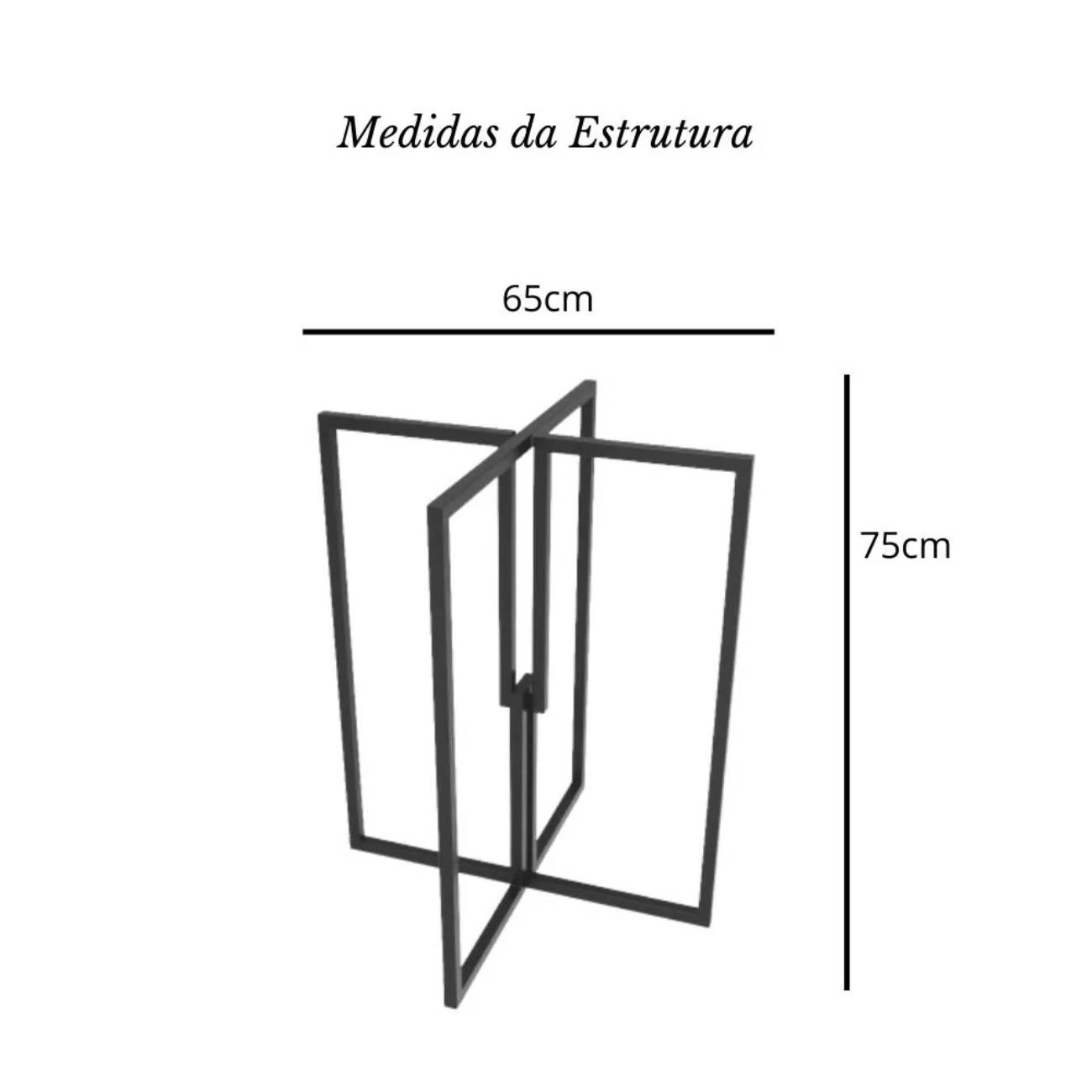 Pé de Mesa de Ferro Preto Para Tampo Redondo ou Quadrado