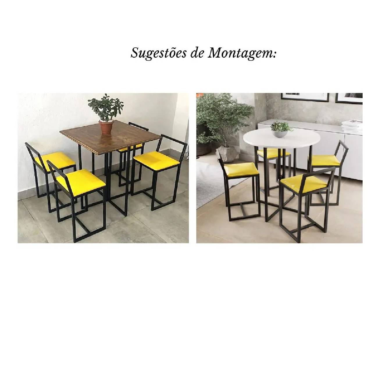 Pé de Mesa de Ferro Preto Para Tampo Redondo ou Quadrado