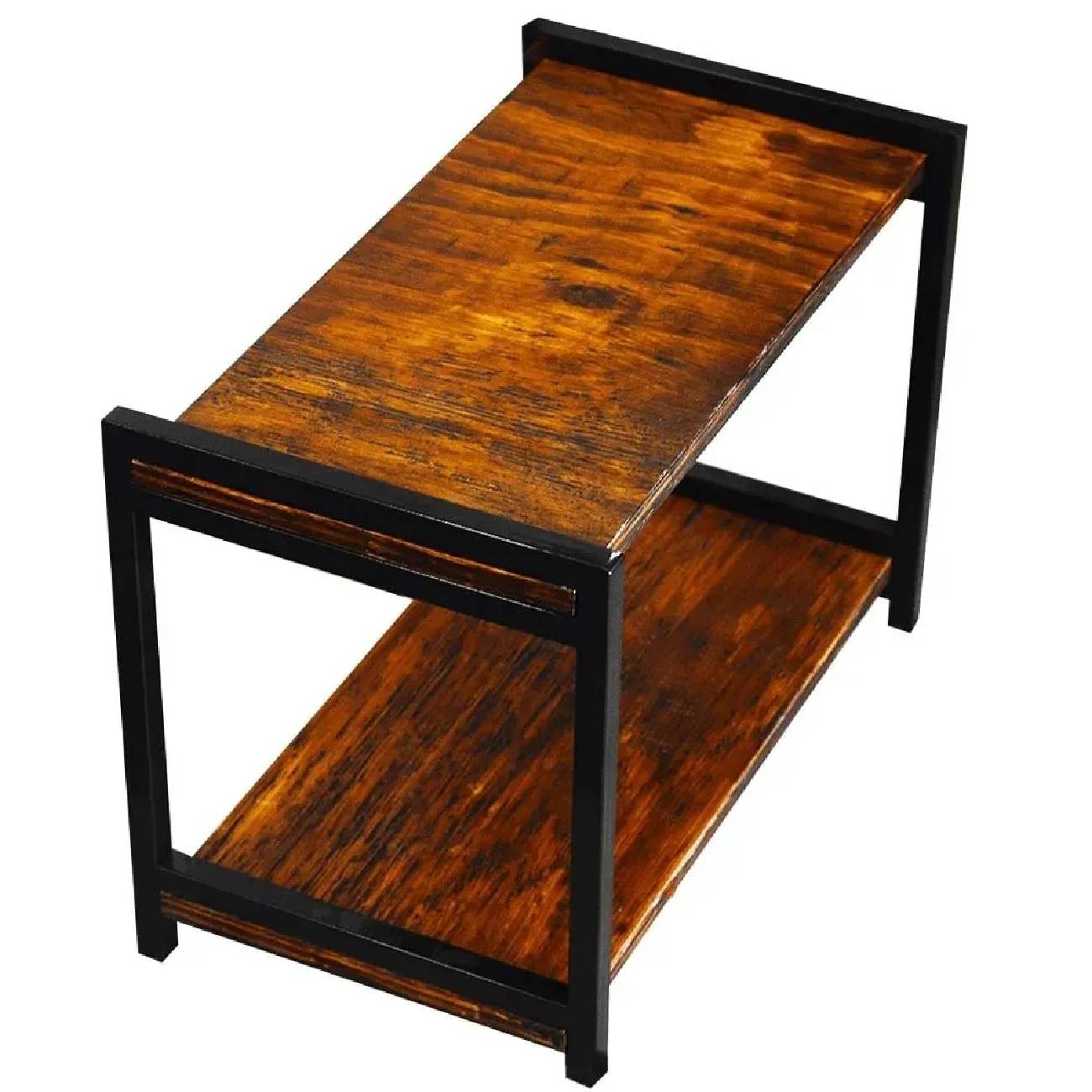 Sapateira Banco Industrial Preta Madeira Imbuia 60x40x45