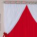 Cortina Melancia Branco/Vermelho c/ Voil 2,00m x 1,70m p/ Varão Simples