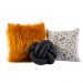 Kit Capas de Almofadas c/ Nó Plush Fleece Onça Mostarda 03 Peças