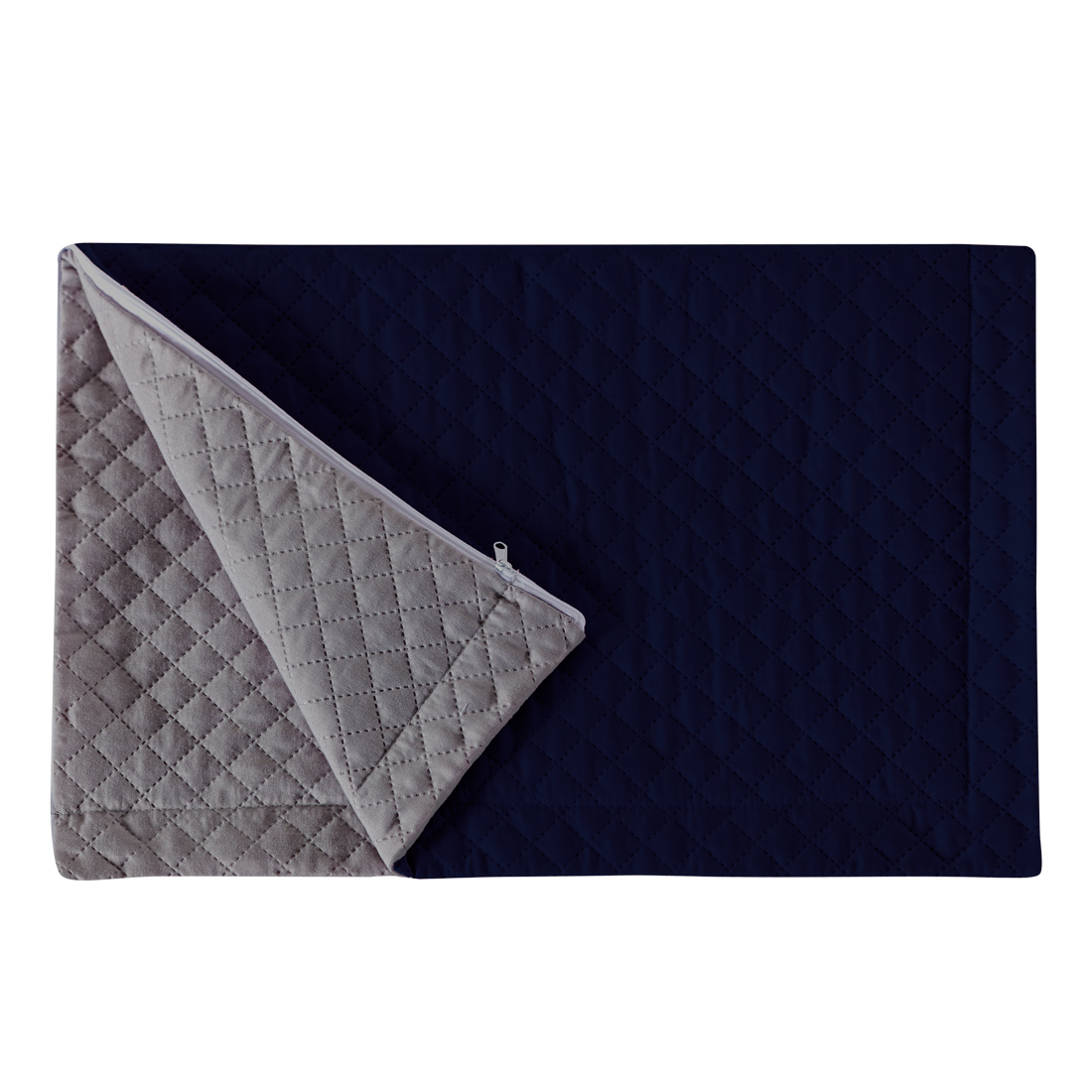Porta Travesseiro Pratik Azul Marinho/Cinza Avulso Dupla Face c/ Zíper - Microfibra