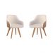 Conjunto Poltronas Decorativa Hera Linho Nude Couro Caramelo com Pés em Madeira