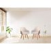 Conjunto Poltronas Decorativa Hera Linho Nude Couro Caramelo com Pés em Madeira