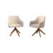 Conjunto Poltronas Decorativa Hera Linho Nude com Base Giratória em Madeira