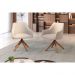 Conjunto Poltronas Decorativa Hera Linho Nude com Base Giratória em Madeira