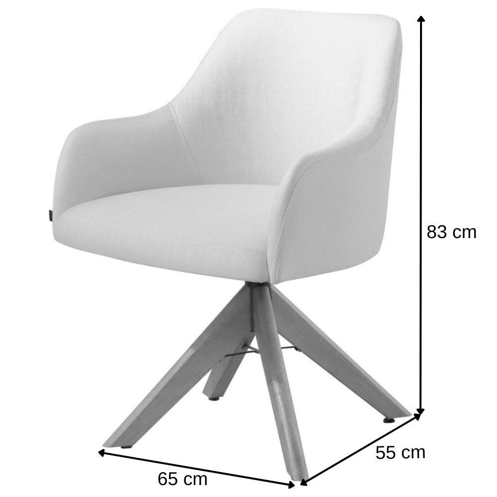 Conjunto Poltronas Decorativa Hera Linho Nude com Base Giratória em Madeira