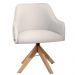 Conjunto Poltronas Decorativa Hera Linho Nude com Base Giratória em Madeira