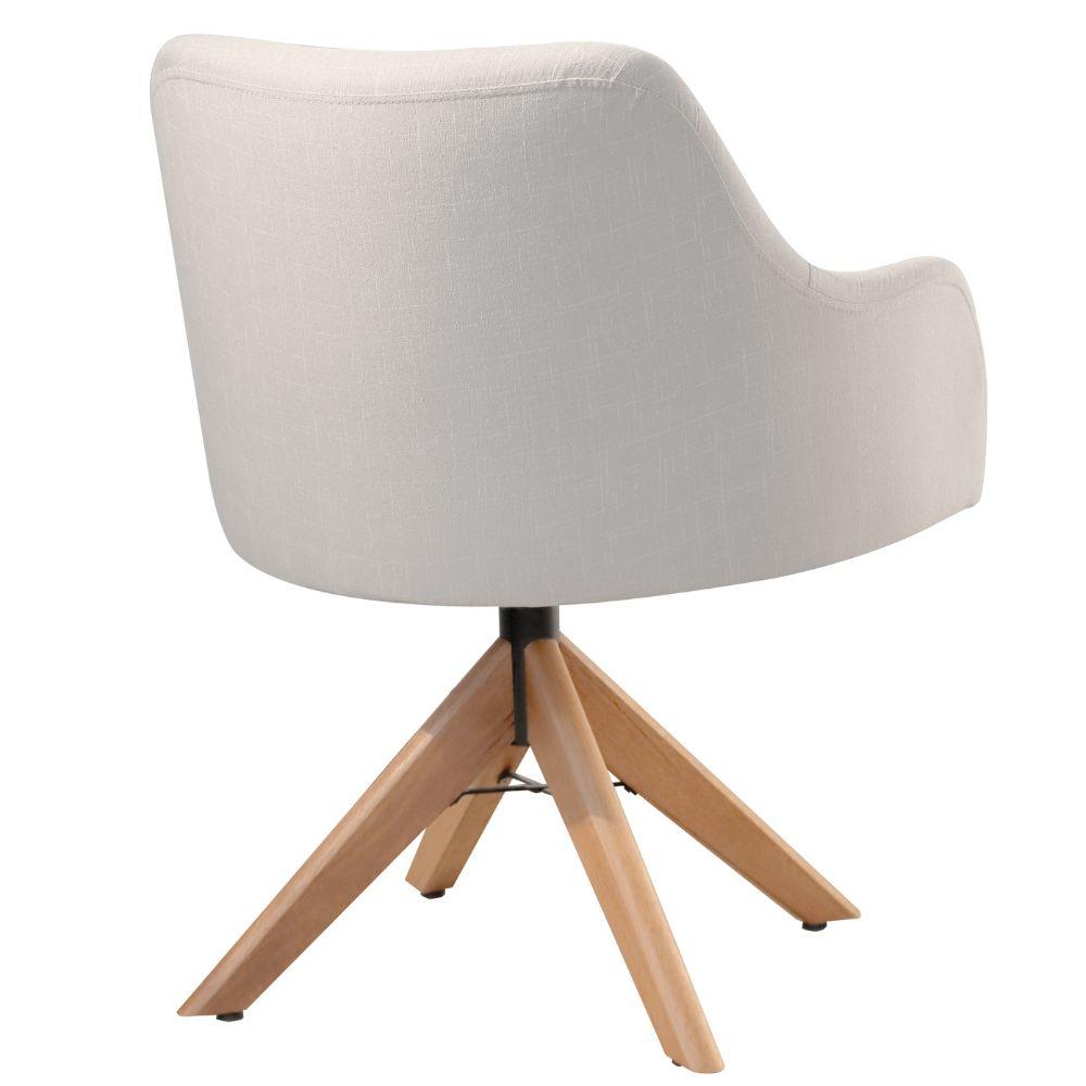 Conjunto Poltronas Decorativa Hera Linho Nude com Base Giratória em Madeira