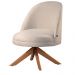 Conjunto Poltronas Decorativa Lilli Off White com Base Giratória em Madeira