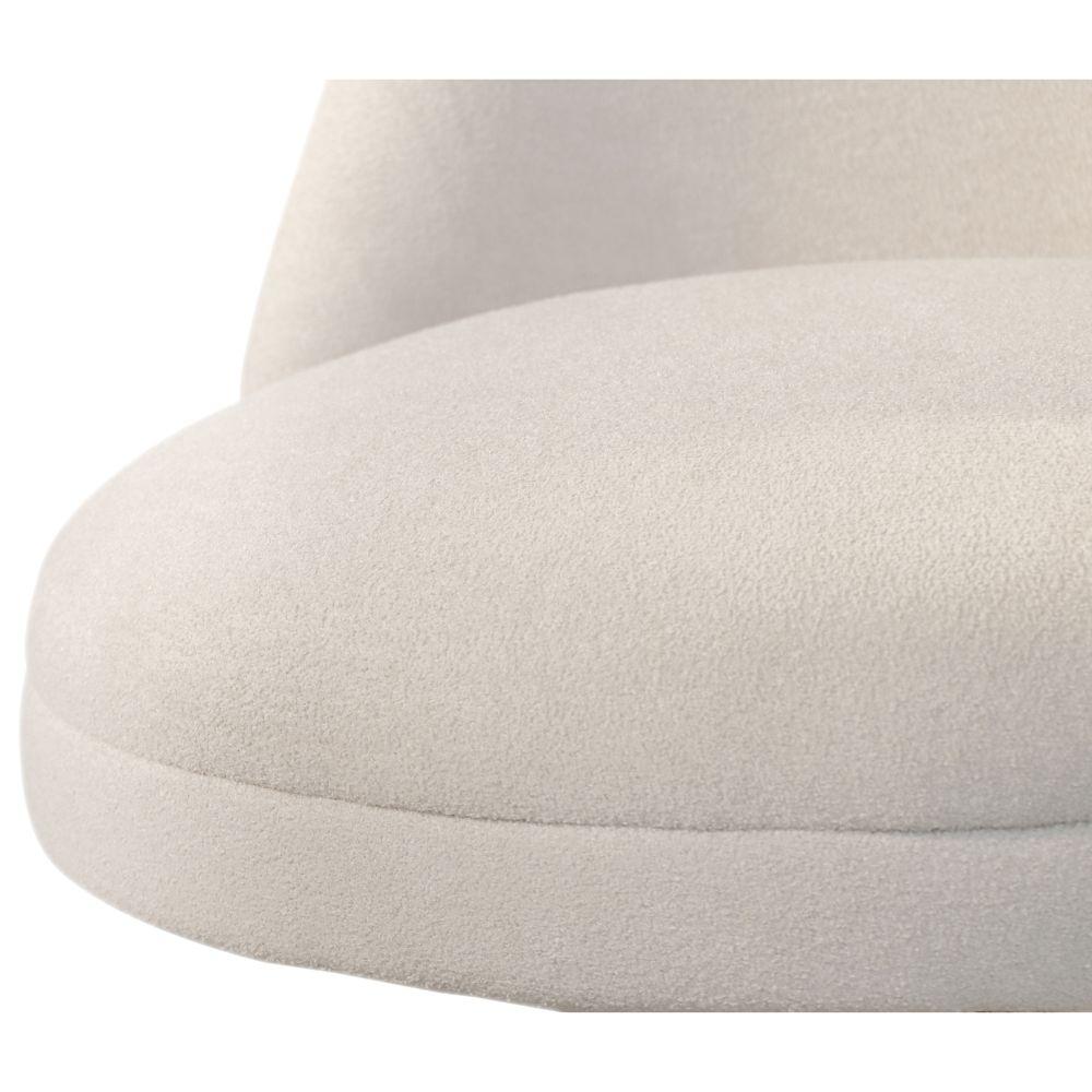 Conjunto Poltronas Decorativa Lilli Off White com Base Giratória em Madeira