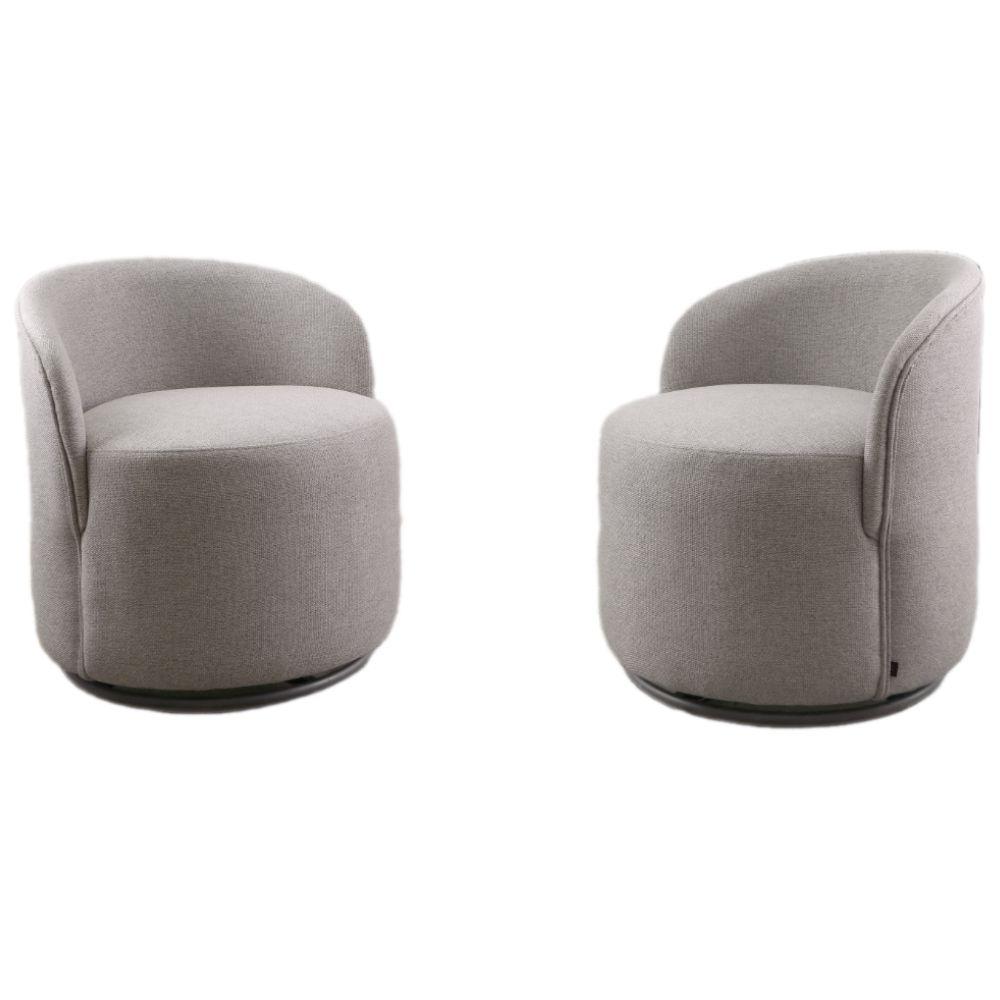 Conjunto Poltronas Decorativas Astrid Columbia Cinza com Base Giratória