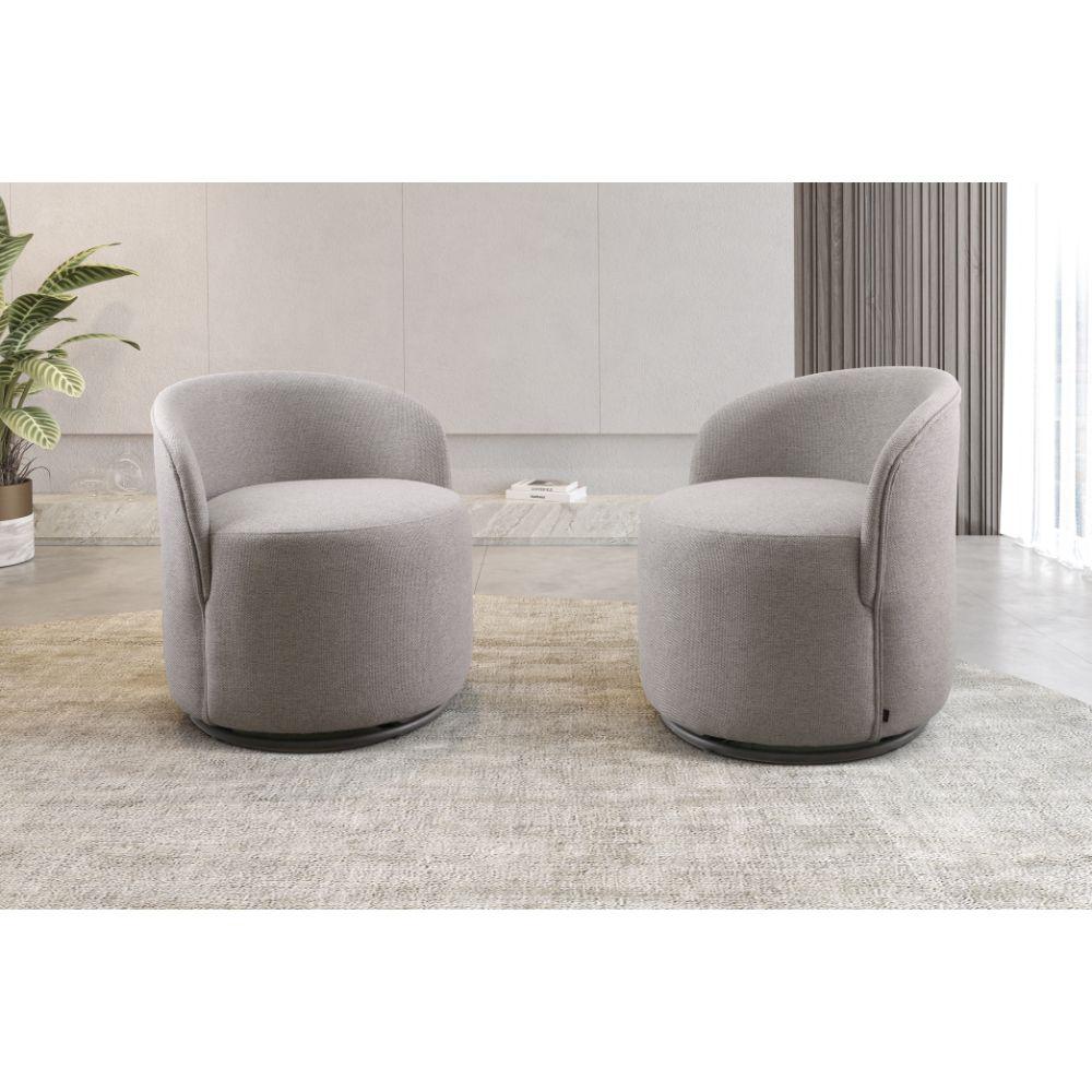 Conjunto Poltronas Decorativas Astrid Columbia Cinza com Base Giratória
