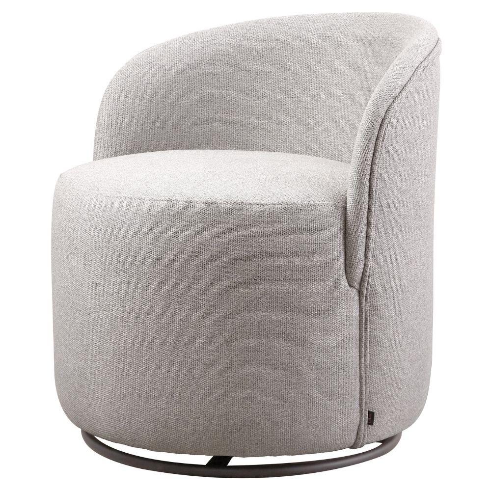Poltrona Decorativa Astrid Linho Cinza com Base Giratória