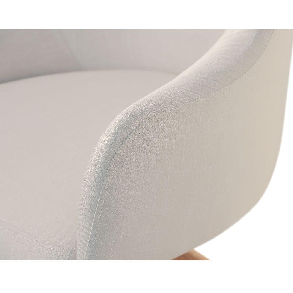 Poltrona Decorativa Hera Linho Nude com Base Giratória em Madeira