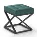 Puff Quadrado Mônaco Veludo Verde Pés Metal Preto