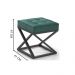 Puff Quadrado Mônaco Veludo Verde Pés Metal Preto