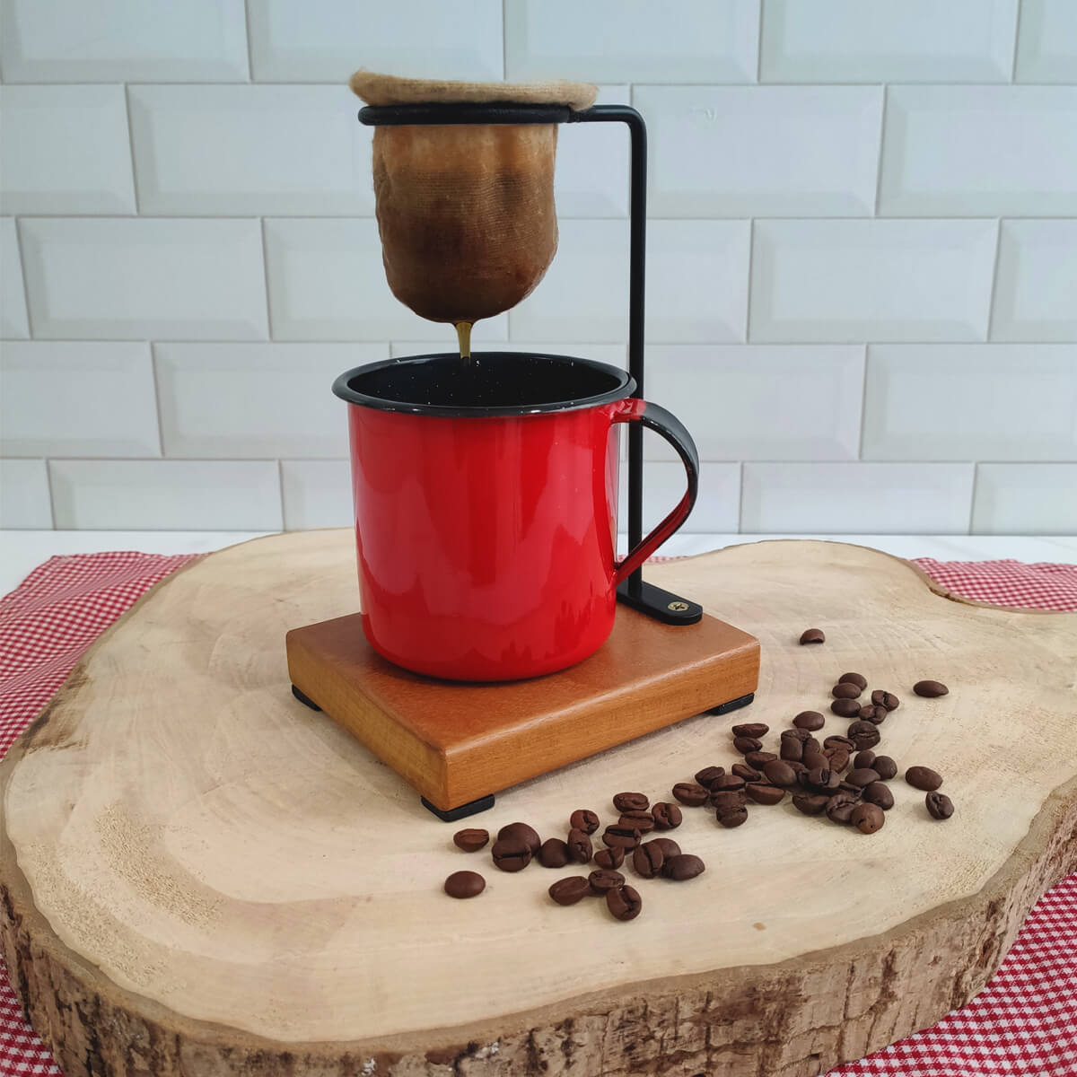 Mini Coador De Pano Suporte Passador De Café Aramado Preto Fosco Steel Wood