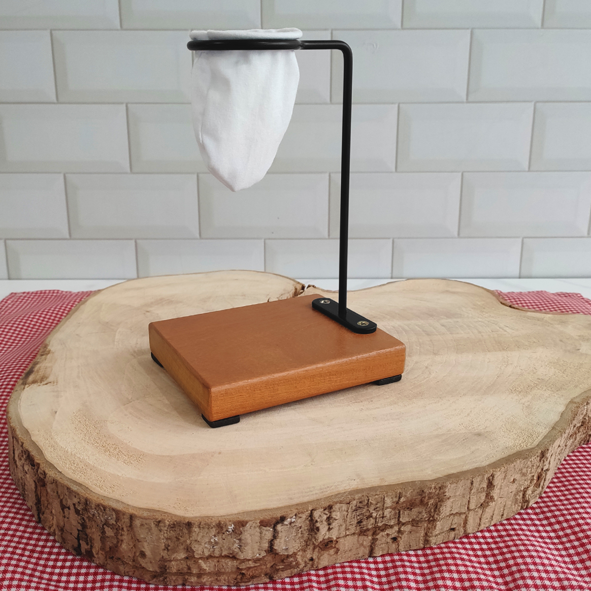 Mini Coador De Pano Suporte Passador De Café Aramado Preto Fosco Steel Wood