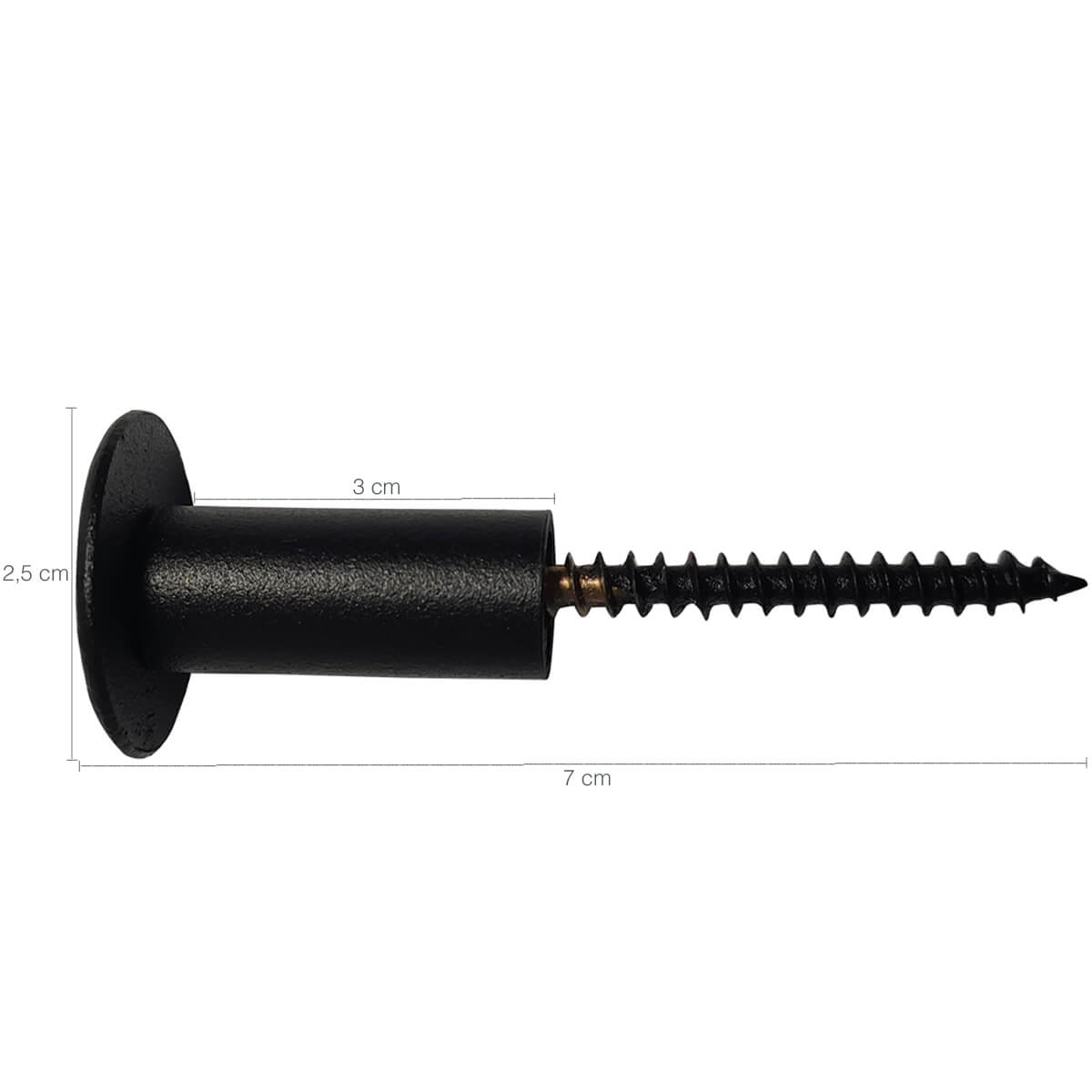 Pino Suporte para Espelho Adnet Pendurador de Casaco de Parede Aço Carbono 3cm Preto