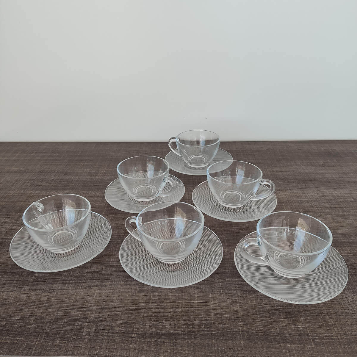 Conjunto 6 Xícaras De Vidro Com Pires 170ml Jogo Transparente Café E Chá Duralex