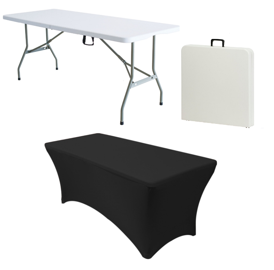 Capa Spandex para mesa 1,52m x 70cm Preta