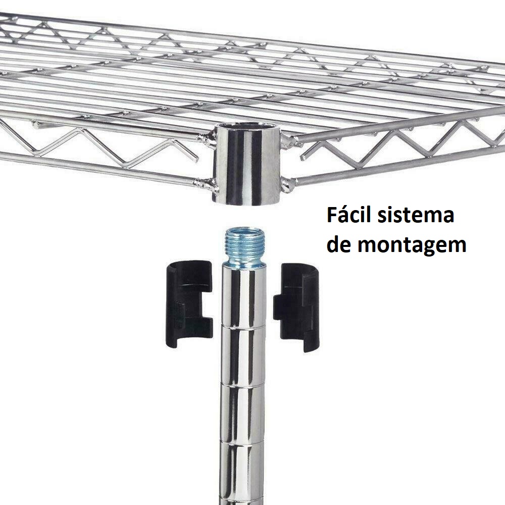 Estante aço cromado 5 prateleiras 120 x 45 x 180 cm