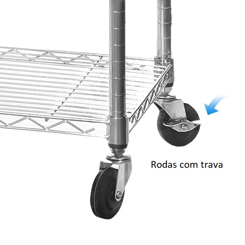 Estante aço cromado 5 prateleiras 120 x 45 x 180 cm