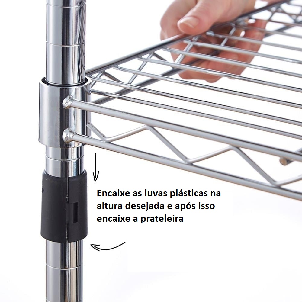 Estante aço cromado 5 prateleiras 120 x 45 x 180 cm