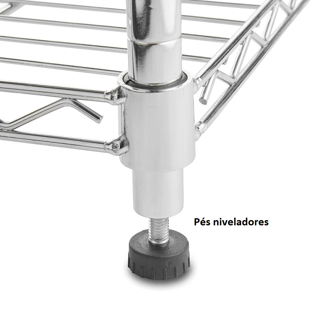 Estante aço cromado 5 prateleiras 120 x 45 x 180 cm