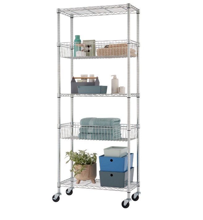 Estante aço cromado 5 prateleiras 60 x 45 x 180 cm