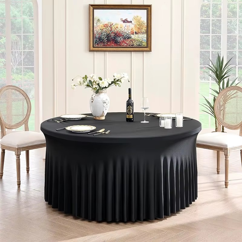 Toalha Spandex para mesa redonda 120cm Preta