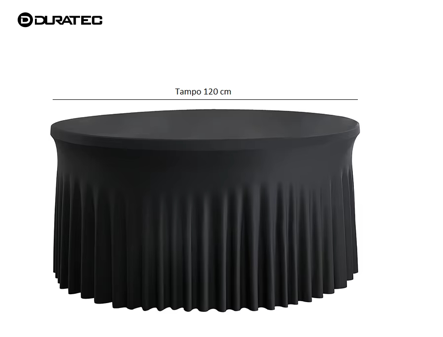 Toalha Spandex para mesa redonda 120cm Preta