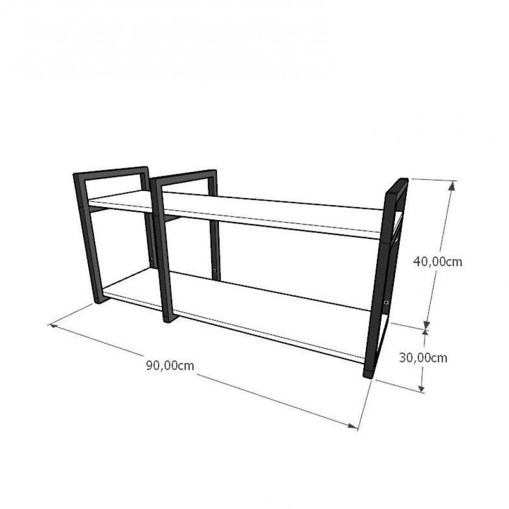 Aparador industrial aço cor preto prateleiras 30 cm cor preto modelo ind19papr