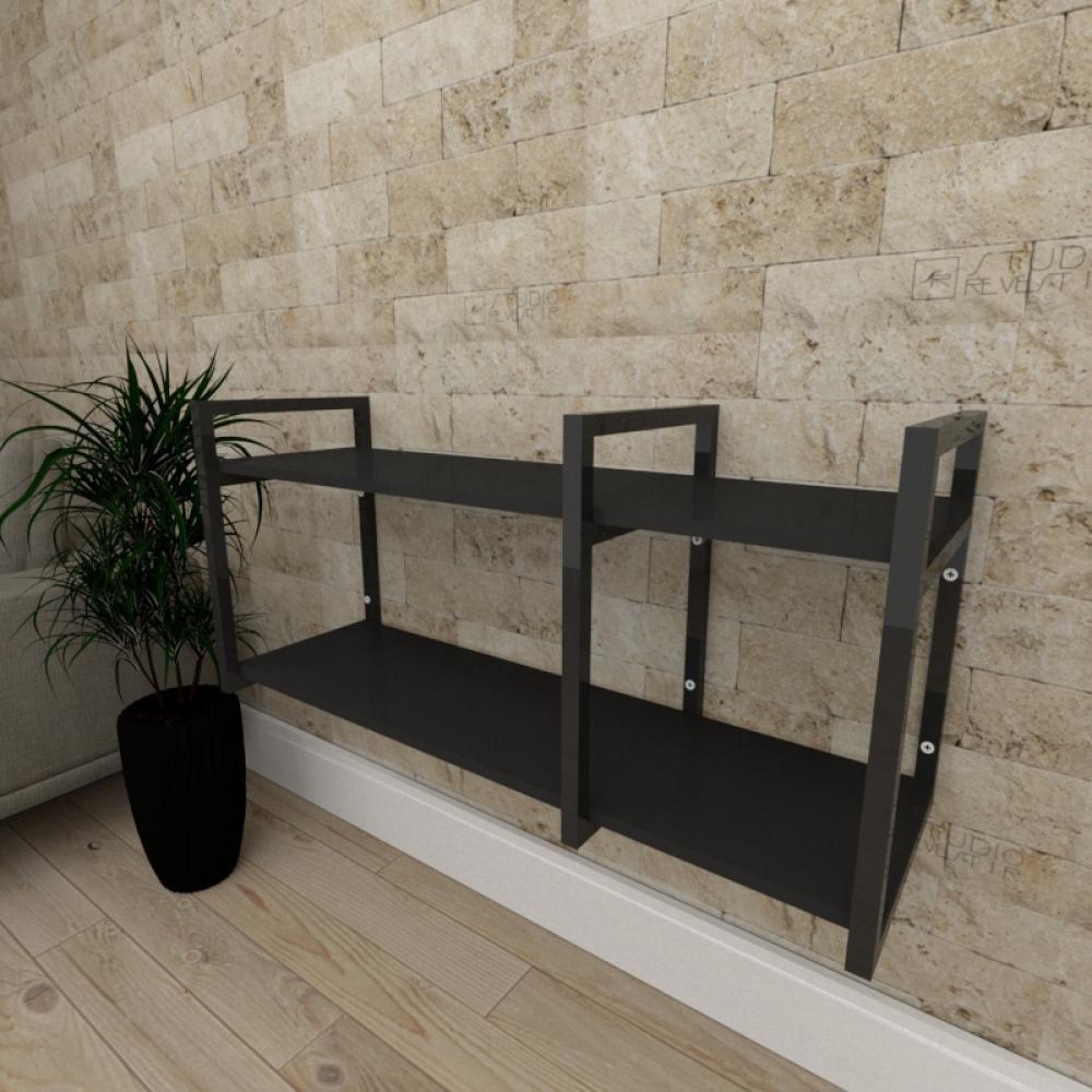 Aparador industrial aço cor preto prateleiras 30 cm cor preto modelo ind21papr