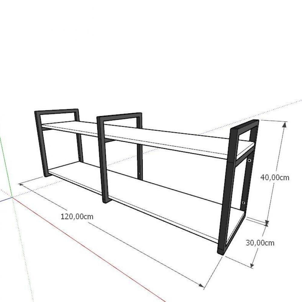 Aparador industrial aço preto mdf 30cm cor amadeirado ind04aeapr