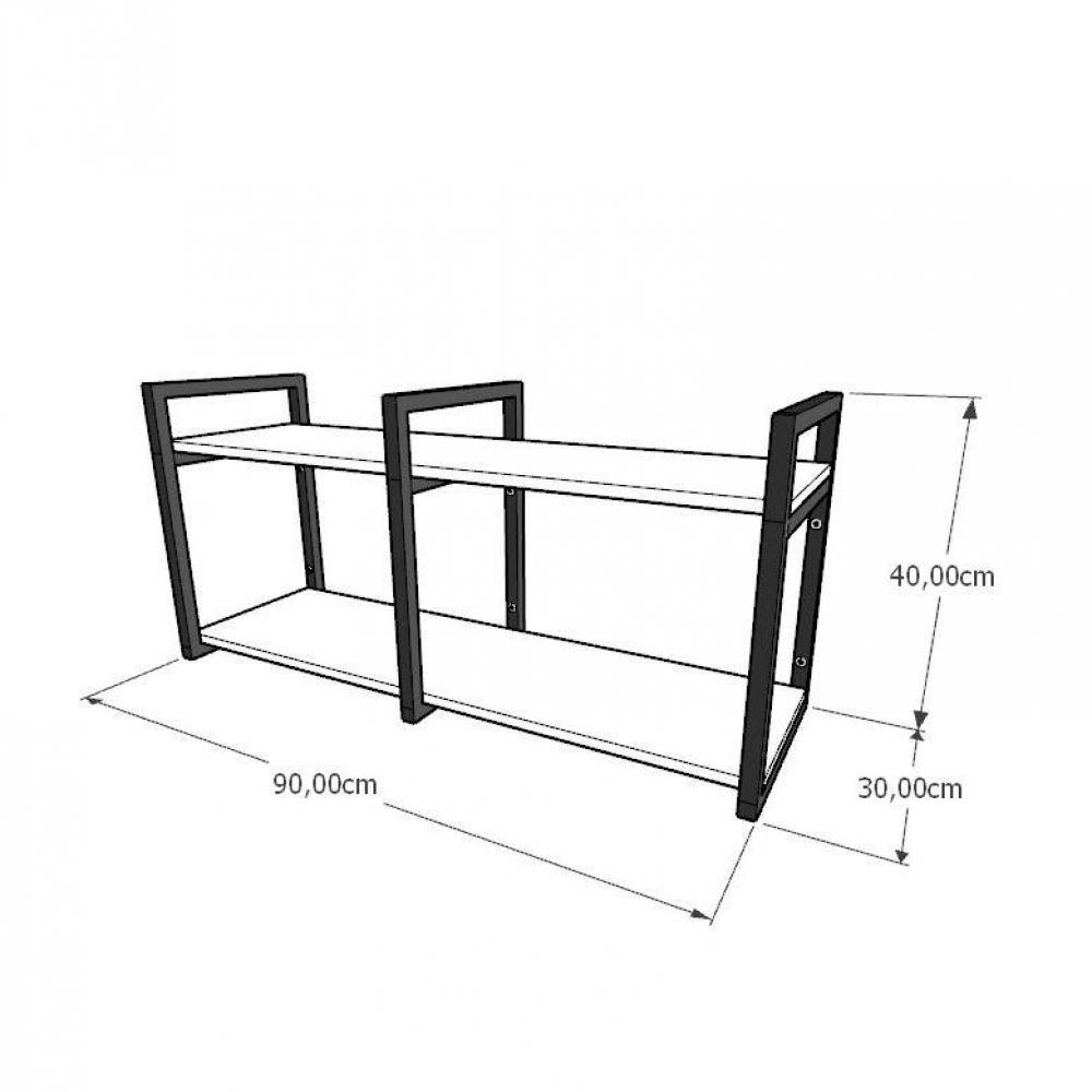 Aparador industrial aço preto prateleiras 30cm cor branca ind22bapr